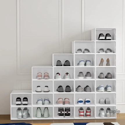 Artiss Shoe Box Rack DIY Set of 24 Stackable White Abel - Home & Garden > Storage > Storage Boxes