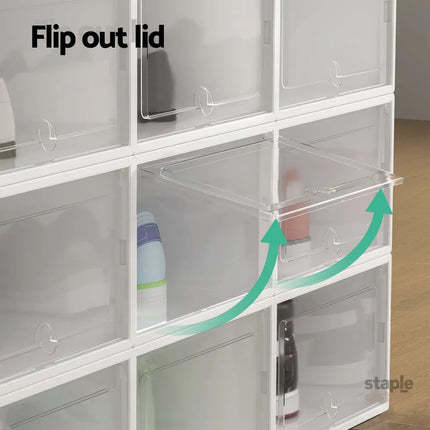 Artiss Shoe Box Rack DIY Set of 24 Stackable White Abel - Home & Garden > Storage > Storage Boxes