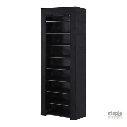 Artiss Shoe Rack Cabinet Removable Cover 10 tier Black - Furniture > Living Room > Shoe Storage