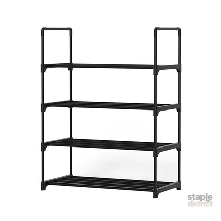 Artiss Shoe Rack Cabinet Stackable 4-tier 12 Pairs Black - Furniture > Living Room > Shoe Storage