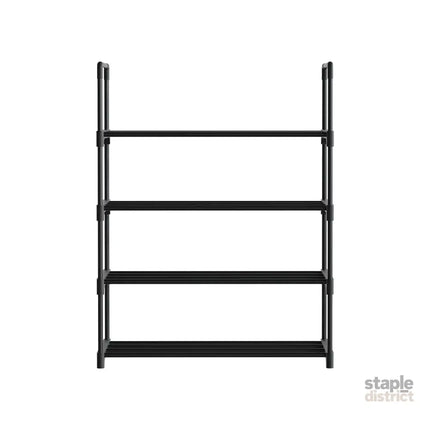 Artiss Shoe Rack Cabinet Stackable 4-tier 12 Pairs Black - Furniture > Living Room > Shoe Storage