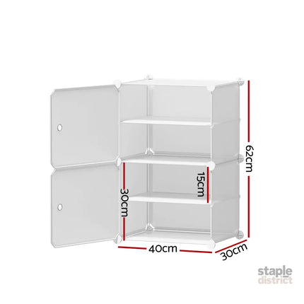 Artiss Shoe Rack DIY Set of 2 Storage Cube Stackable White - Furniture > Living Room > Shoe Storage