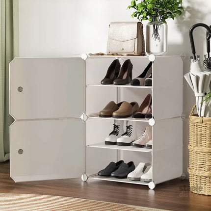 Artiss Shoe Rack DIY Set of 2 Storage Cube Stackable White - Furniture > Living Room > Shoe Storage