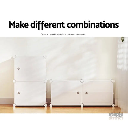 Artiss Shoe Rack DIY Set of 2 Storage Cube Stackable White - Furniture > Living Room > Shoe Storage