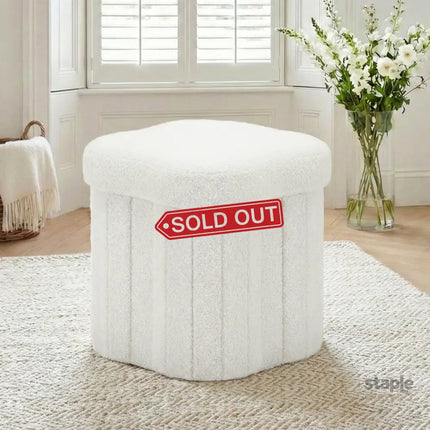 Artiss Storage Ottoman Foot Stool Foldable White - Furniture > Living Room > Ottomans & Footstools