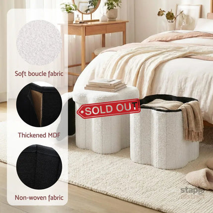 Artiss Storage Ottoman Foot Stool Foldable White - Furniture > Living Room > Ottomans & Footstools
