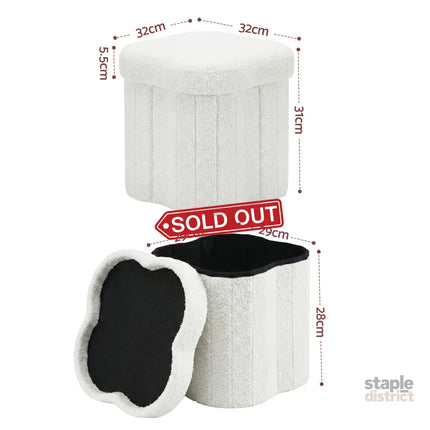 Artiss Storage Ottoman Foot Stool Foldable White - Furniture > Living Room > Ottomans & Footstools