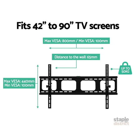 Artiss TV Wall Mount Bracket for 42’’-90’’ LED LCD TVs Tilt Slim Flat Low Profile - Appliances > TV > TVs & Accessories