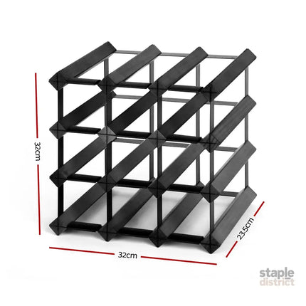 Artiss Wine Rack 12 Bottle Black - Furniture > Dining > Wine Racks