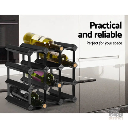 Artiss Wine Rack 12 Bottle Black - Furniture > Dining > Wine Racks
