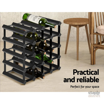 Artiss Wine Rack 20 Bottle Black - Furniture > Dining > Wine Racks