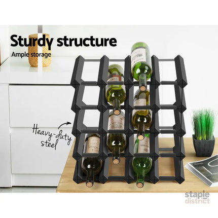 Artiss Wine Rack 20 Bottle Black - Furniture > Dining > Wine Racks