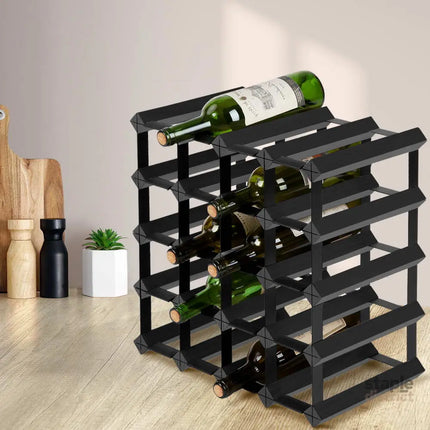 Artiss Wine Rack 20 Bottle Black - Furniture > Dining > Wine Racks