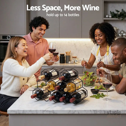 Artiss Wine Rack Metal 12 Bottle No Assembly Required Black - Furniture > Dining > Wine Racks