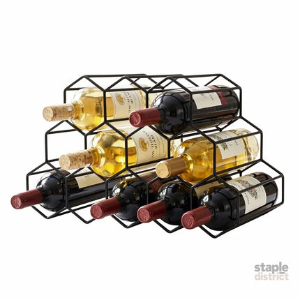 Artiss Wine Rack Metal 12 Bottle No Assembly Required Black - Furniture > Dining > Wine Racks