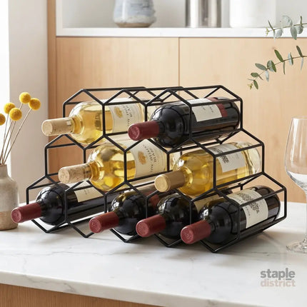 Artiss Wine Rack Metal 12 Bottle No Assembly Required Black - Furniture > Dining > Wine Racks