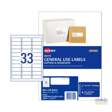 AVERY Gen Label L7157GU 33Up Bx100 - Commercial > Commercial Others > Distilling & Brewing