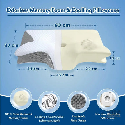 Bamboo Cervical Pillow for Neck and Shoulder Pain Relief Ergonomic Bed Pillow Cooling Ergonomic Memory Foam Pillow