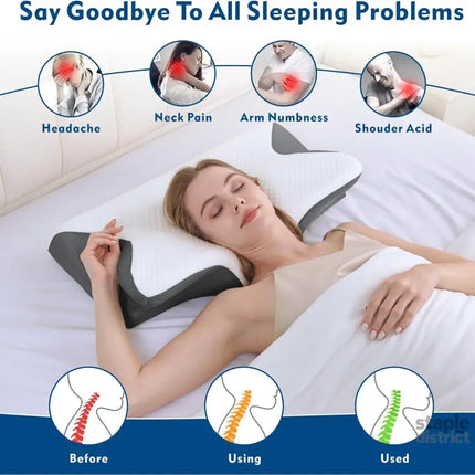 Bamboo Cervical Pillow for Neck and Shoulder Pain Relief Ergonomic Bed Pillow Cooling Ergonomic Memory Foam Pillow