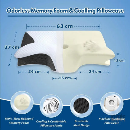 Bamboo Cervical Pillow for Neck and Shoulder Pain Relief Ergonomic Bed Pillow Cooling Ergonomic Memory Foam Pillow