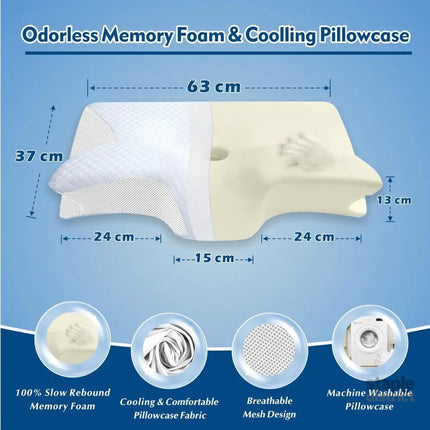 Bamboo Cervical Pillow for Neck and Shoulder Pain Relief Ergonomic Bed Pillow Cooling Ergonomic Memory Foam Pillow