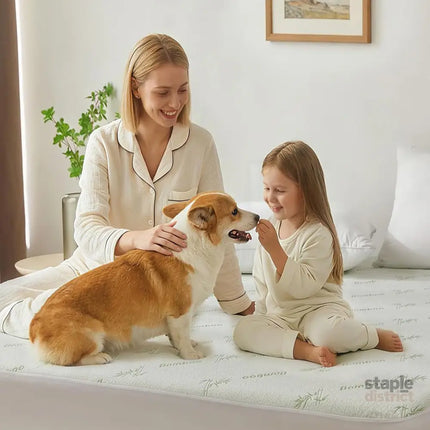 Bamboo Mattress Protector,Breathable Waterproof Mattress Cover,3D Air Fabric Cooling Bed Pad Cover Deep Pocket