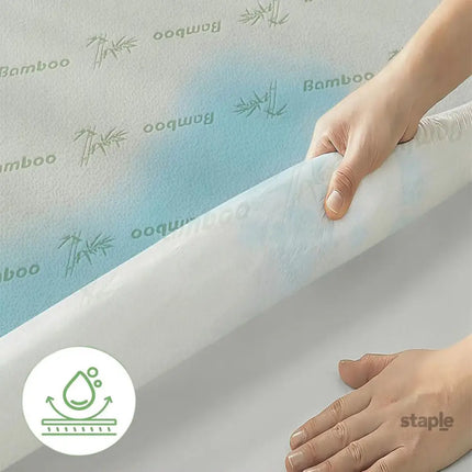 Bamboo Mattress Protector,Breathable Waterproof Mattress Cover,3D Air Fabric Cooling Bed Pad Cover Deep Pocket