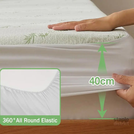 Bamboo Mattress Protector,Breathable Waterproof Mattress Cover,3D Air Fabric Cooling Bed Pad Cover Deep Pocket