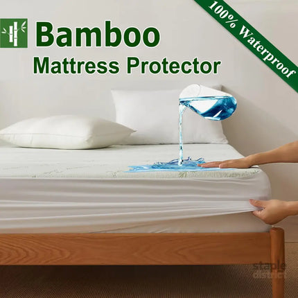 Bamboo Mattress Protector,Breathable Waterproof Mattress Cover,3D Air Fabric Cooling Bed Pad Cover Deep Pocket