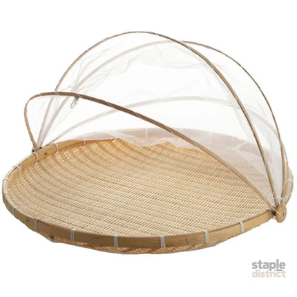 Bamboo Storage Basket with Mesh Cover for Fruit Vegetables Food Buns Kitchen - 42CM - Home & Garden > Kitchenware >