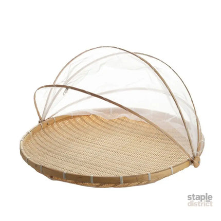 Bamboo Storage Basket with Mesh Cover for Fruit Vegetables Food Buns Kitchen - 42CM - Home & Garden > Kitchenware >