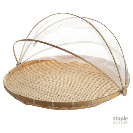 Bamboo Storage Basket with Mesh Cover for Fruit Vegetables Food Buns Kitchen - 42CM - Home & Garden > Kitchenware >