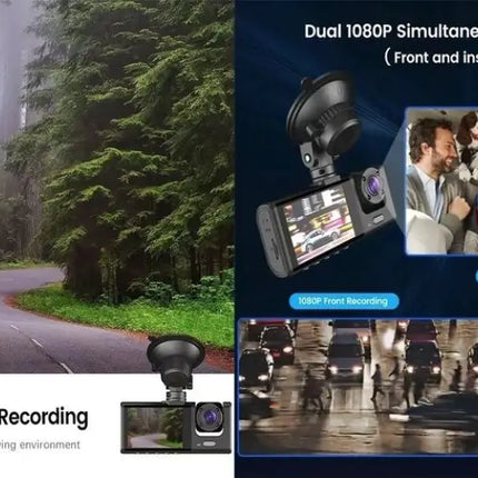 BDI C309 3-Camera 1080P Front & 720P Inside 2 Inch Screen + 480P Back Dash Cam - Electronics > Business & Home Security