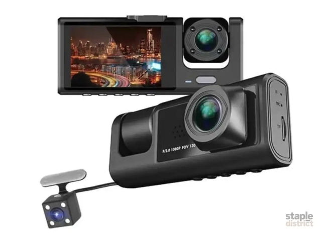 BDI C309 3-Camera 1080P Front & 720P Inside 2 Inch Screen + 480P Back Dash Cam - Electronics > Business & Home Security