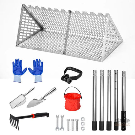 Beach Rake Stainless Steel Sand Flea Rake 140cm Long Detachable Handle and Shark Tooth Wide Sifter for Easy Sand Flea