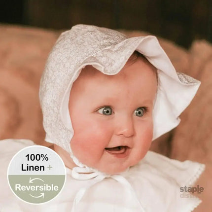 Bedhead Heritage Reversible Ruffle Bonnet Hat-Willow/Blanc M-2006733476937732100