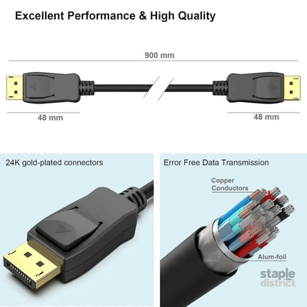 BENFEI 000200BK [VESA Certified] DP to DP Male to Male Cable 3M Supports 8K@60Hz Compatible with Lenovo Dell HP ASUS