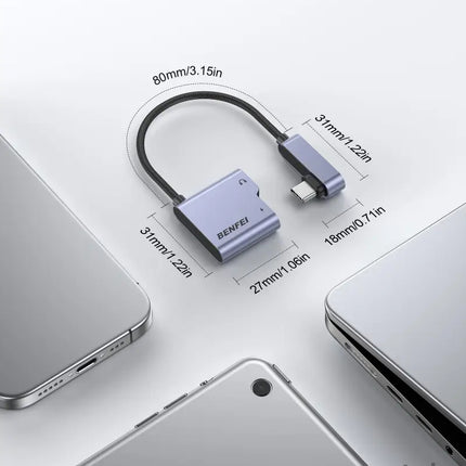 BENFEI 000413GY USB-C to USB-C Audio Headphone + Data Transfer and Charging Adapter - Electronics > Mobile Accessories