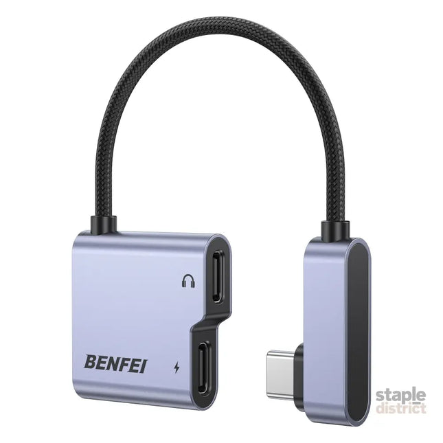 BENFEI 000413GY USB-C to USB-C Audio Headphone + Data Transfer and Charging Adapter - Electronics > Mobile Accessories