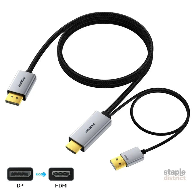BENFEI 000419GY 8K DisplayPort V1.4 to HDMI V2.1 Aluminum Shell Nylon Braided Cable 1.8M - Electronics > Computer