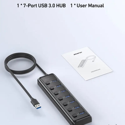 BENFEI 000425BK USB3.0 to 7 Port USB3.0 HUB (Black) - Electronics > Computers & Tablets > Desktops & Accessories