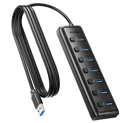 BENFEI 000425BK USB3.0 to 7 Port USB3.0 HUB (Black) - Electronics > Computers & Tablets > Desktops & Accessories