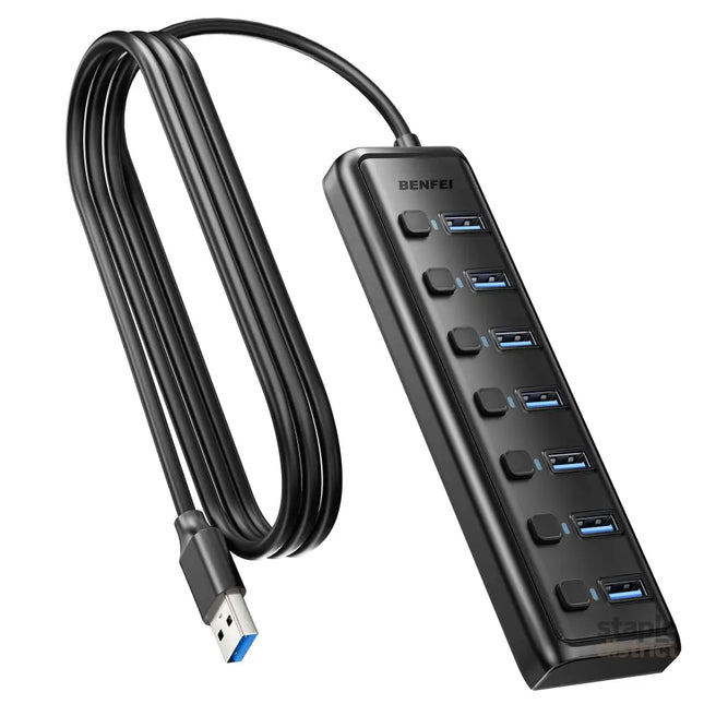 BENFEI 000425BK USB3.0 to 7 Port USB3.0 HUB (Black) - Electronics > Computers & Tablets > Desktops & Accessories