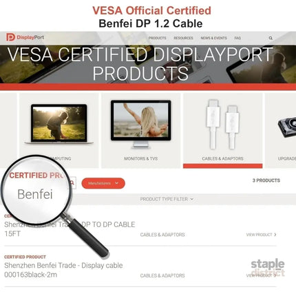 BENFEI 00052BK [VESA Certified] DP to DP Male to Male Cable 4.5M Supports 8K@60Hz Compatible with Lenovo Dell HP ASUS