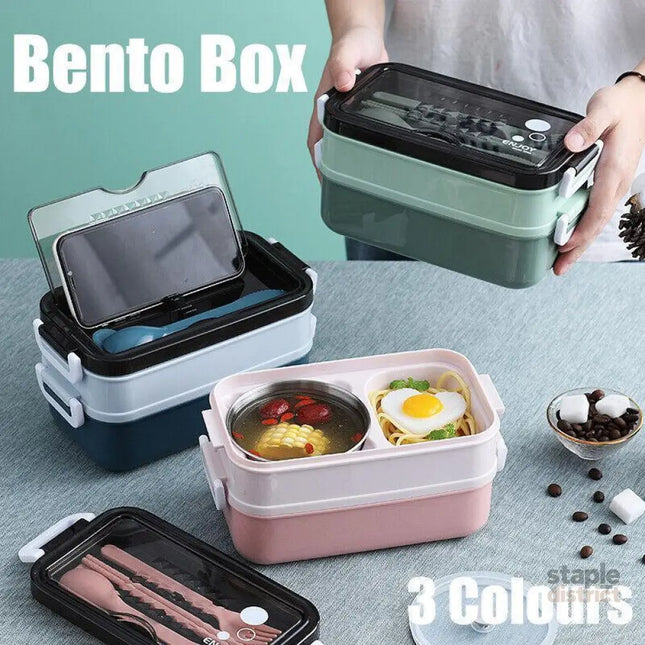 Bento Box Lunch Containers Food Microwave Stainless Portable Dinnerware Au - Pink - Outdoor Recreation > Iceboxes &