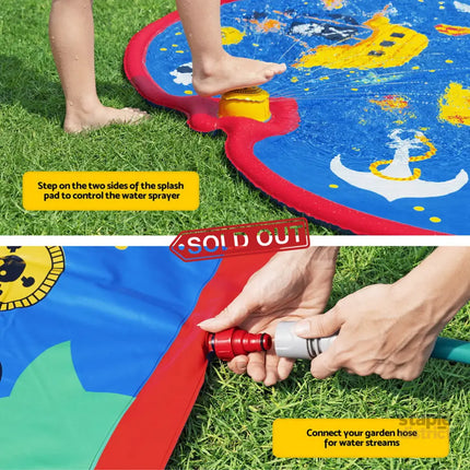 Bestway Kids Splash Pad Pool Sprinkler Spray Play Mat Water Fun Toys 170cm x140cm - Baby & Kids > Baby & Kid’s Toys >