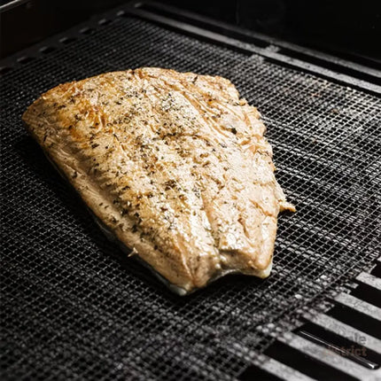Black 3-Pack Premium Non-Stick PTFE Grill Mesh Mats - Reusable easy-to-clean round wire mesh mats perfect for outdoor
