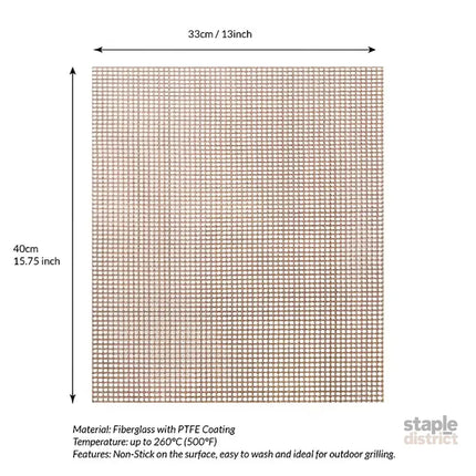 Black 3-Pack Premium Non-Stick PTFE Grill Mesh Mats - Reusable easy-to-clean round wire mesh mats perfect for outdoor