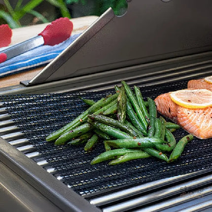 Black 3-Pack Premium Non-Stick PTFE Grill Mesh Mats - Reusable easy-to-clean round wire mesh mats perfect for outdoor