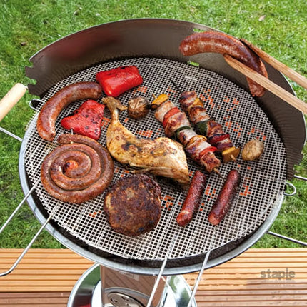 Black 3-Pack Premium Non-Stick PTFE Grill Mesh Mats - Reusable easy-to-clean round wire mesh mats perfect for outdoor